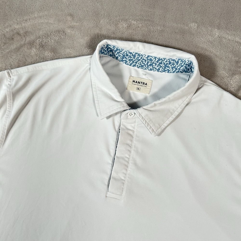 Mantra Catalyst Polo Shirt Mens XL White Floral Performance Golf Stretch Wicking